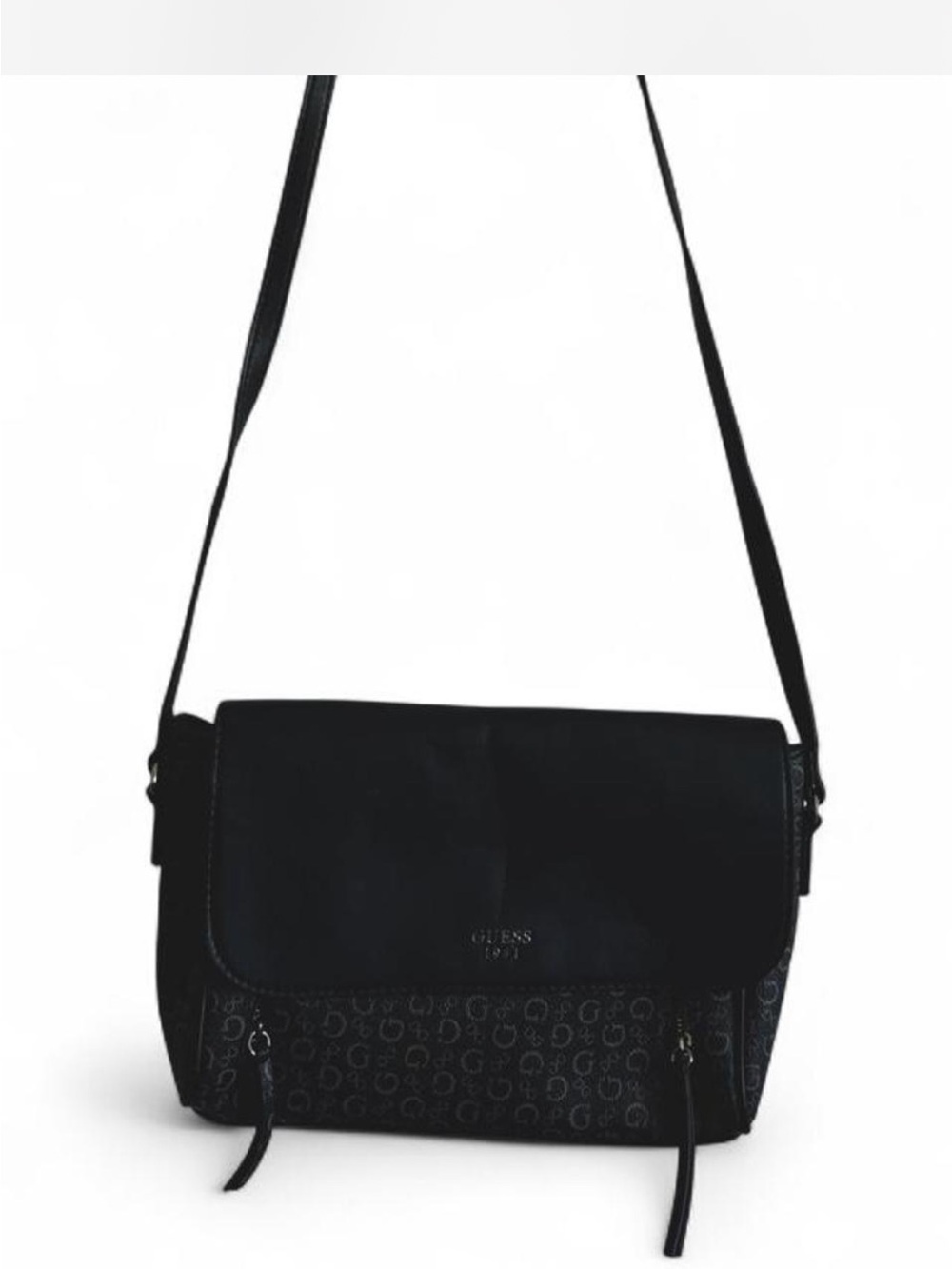 GUESS Black Logo Jacquard Messenger Bag